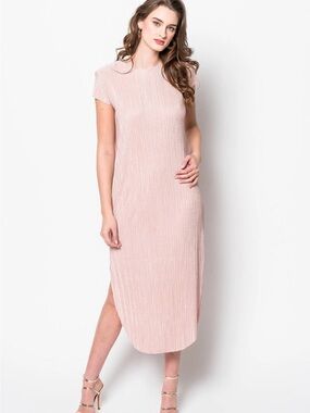 Sabina Musayev Shirin Cap Sleeve Midi Dress Pink Rose XS Petite Anthropologie